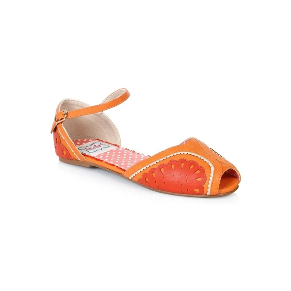 Bettie Page Fruitie Vintage Sandal | Orange Faux Leather