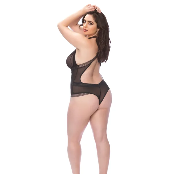 Black Collared Mesh Teddy Queen Size