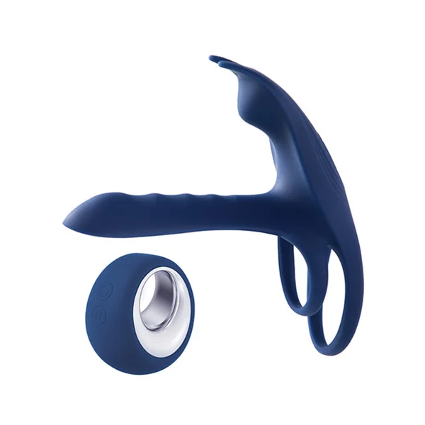 Black Fox Vibrating Girth Enhancer Penis Sleeve - Blue