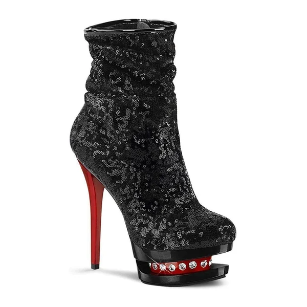 BLONDIE-R-1009 Exotic Boot | Black Sequins