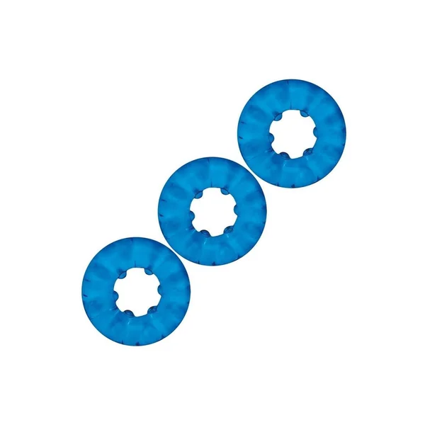 Blue Line Ribbed Rider Cock Ring (3 Pack) – Blue