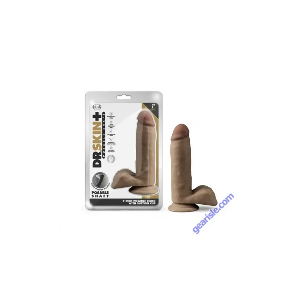 Blush Dr. Skin Plus 7" Posable Dildo Realistic Balls Mocha