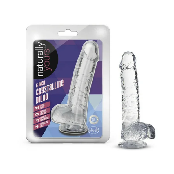 Blush Naturally Yours Crystalline 6 inches Dildo with Balls & Suction Cup Diamond