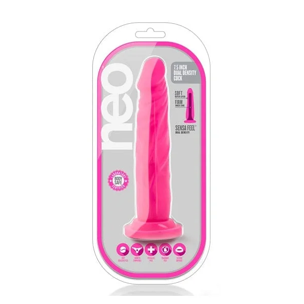 Blush Neo Neon Pink 7.5 Inch Dual Density Cock