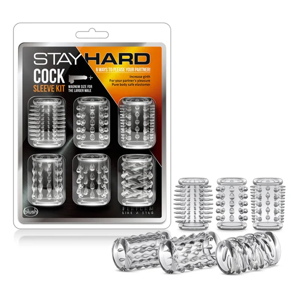 Blush Stay Hard Cock Sleeve Kit - Clear Box of 6