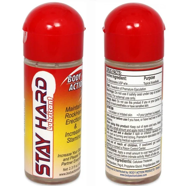 Body Action Stayhard Water Based Lubricant 2.3 Ounce