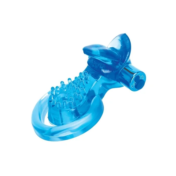 Bodywand Rechargeable Silicone Duo Ring with Clit Tickler – Blue