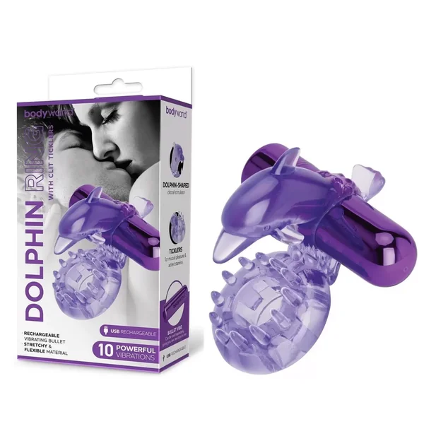 Bodywand RechargeableSilicone Dancing Dolphin Couple’s Vibrating Penis Ring