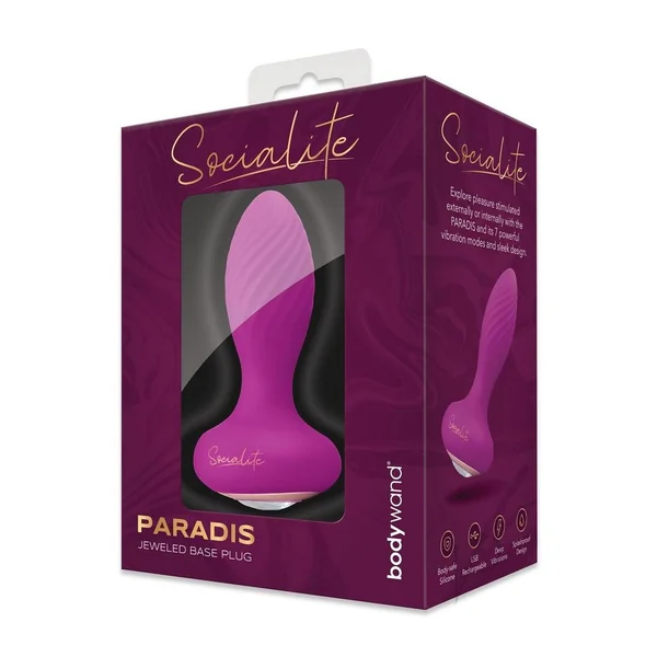 Bodywand Socialite Paradis Rechargeable Silicone Anal Plug - Purple/Gold