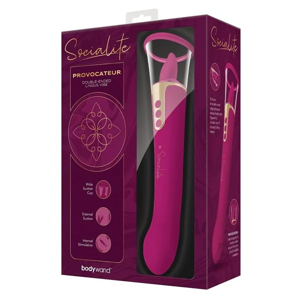 Bodywand Socialite Provacateur Rechargeable Silicone Double End Lingus Vibrator - Pink