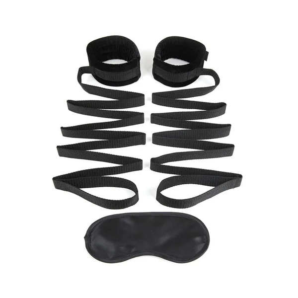 Bondage Bed Strap 2pc. Playful Restraint System Black Lux Fetish