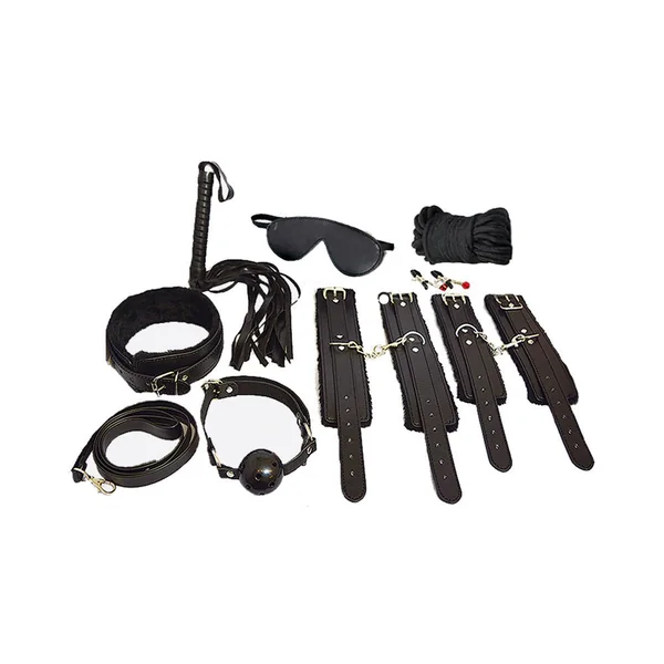 Bondage Kits & Sets: Ple’sur 12-piece Everything Bondage Kit Black