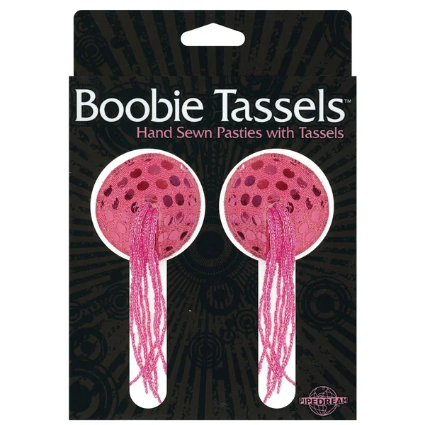 Boobie Tassels Hand Sewn Pasties w/Tassels - Pink