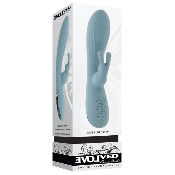 Boss Bunny Blue Silicone Rabbit Vibrator with Dual Stimulation