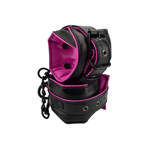Bound to Please Pink & Black Ankle Cuffs