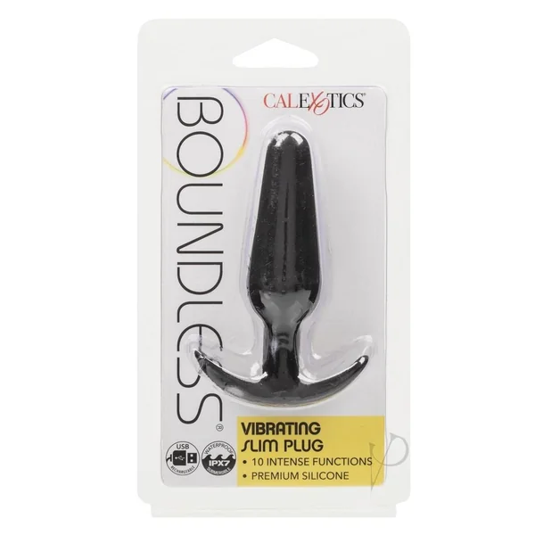 Boundless Vibrating Slim Plug Rechargeable Silicone Anal Plug - Black