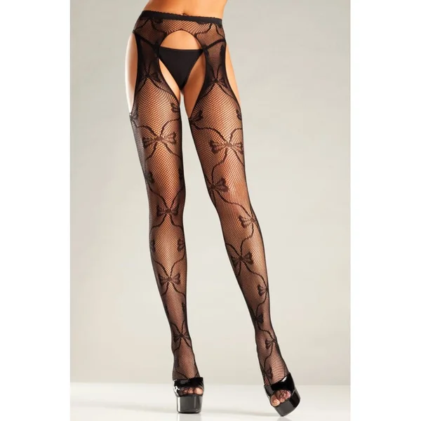 Bow Lace Suspender Pantyhose