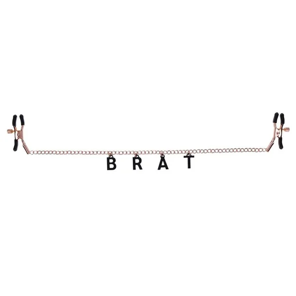 BRAT Rose Gold and Black Alligator-Style Charmed Nipple Clamps
