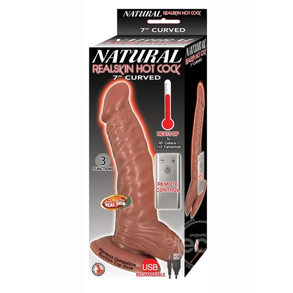 Brown RealSkin 7 inch Dildo With Warming Function