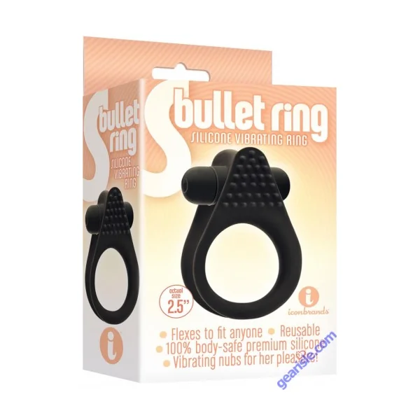 Bullet Silicone Vibrating Cock Ring Black