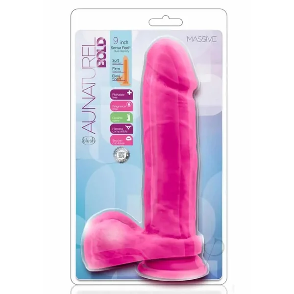 Buy Au Naturel Bold Massive Dildo 9 inch Suction Cup Non Vibrating Pink
