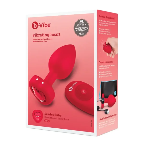 Buy b-Vibe Vibrating Heart Plug M/L - Red