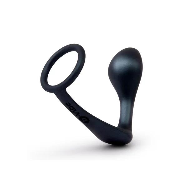 B-Vibe Ringer Silicone Cock Ring with Anal Plug – Black