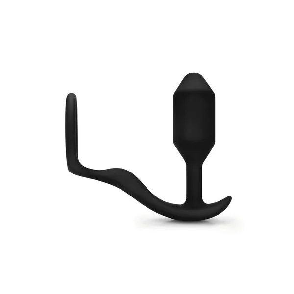 B-Vibe Snug and Tug Silicone Cock Ring and Anal Plug – Black