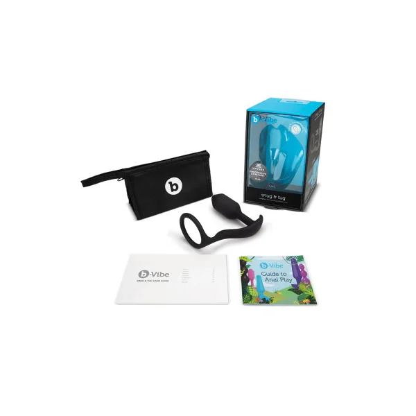 b-Vibe Snug & Tug Weighted Silicone Anal Plug with Cock Ring, Black