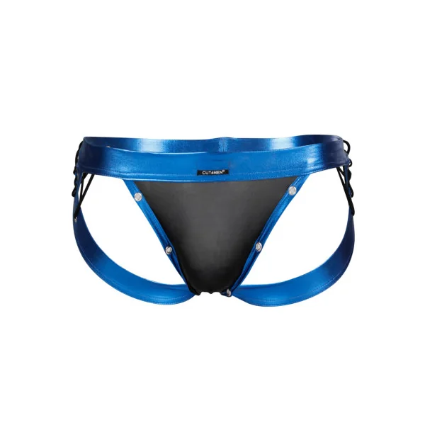 C4M Desire Jockstrap Blue Leatherette – Small
