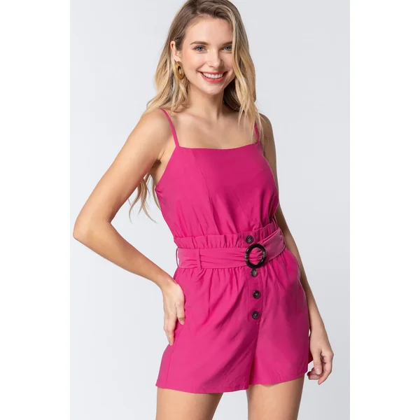 Cami Strp Belted Romper