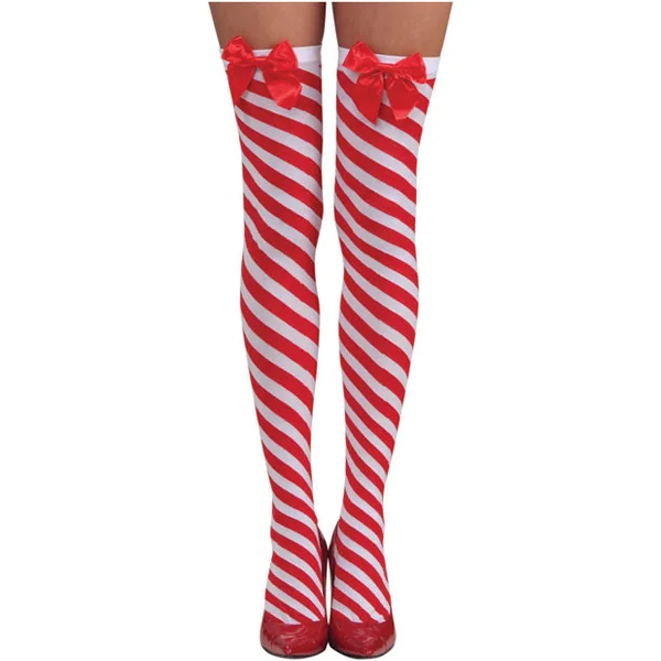 Candy Cane Thigh Highs - O/S (Red/White)