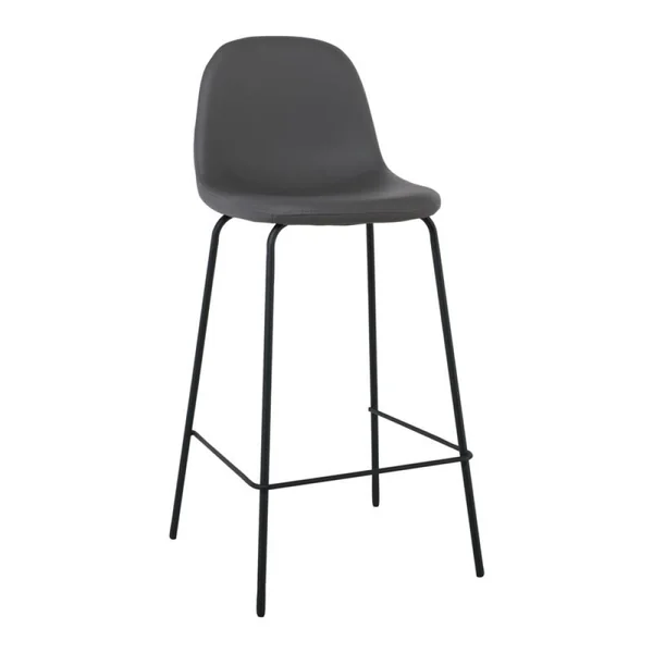 CELINA Σκαμπό BAR με Πλάτη, Κάθισμα H.67cm, Μέταλλο Βαφή Μαύρο, Pvc Γκρι ΕΜ902,1P Γκρι, Μαύρο από PU – PVC, Μέταλλο 4τμχ