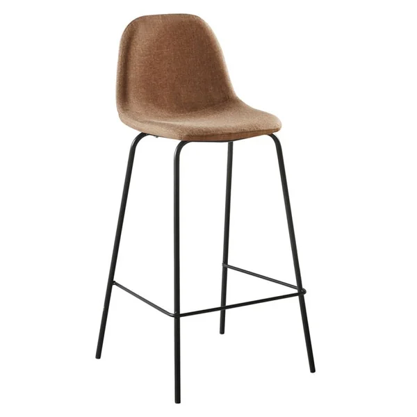 CELINA Σκαμπό BAR με Πλάτη, Μέταλλο Βαφή Μαύρο, Ύφασμα Καφέ ΕΜ901,2 Καφέ, Μαύρο από Μέταλλο, Ύφασμα 47x48x77/105cm 1τμχ