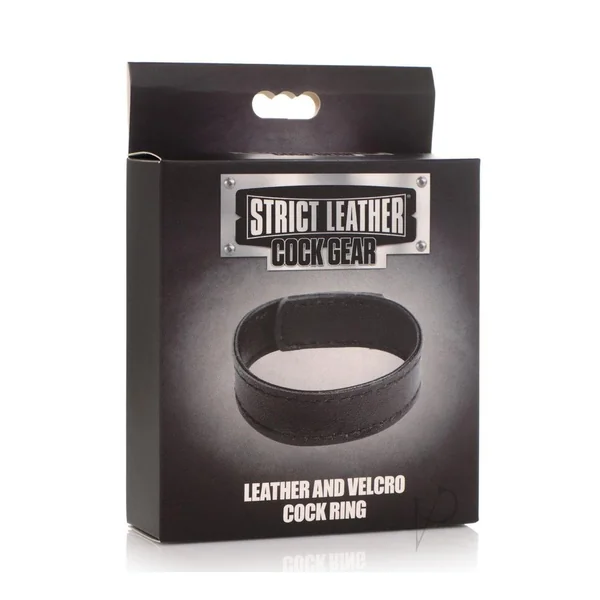 Cg Velcro Leather Cockring Black Penis Ring