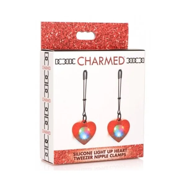 Charmed Silicone Light Up Heart Tweezer Nipple Clamps