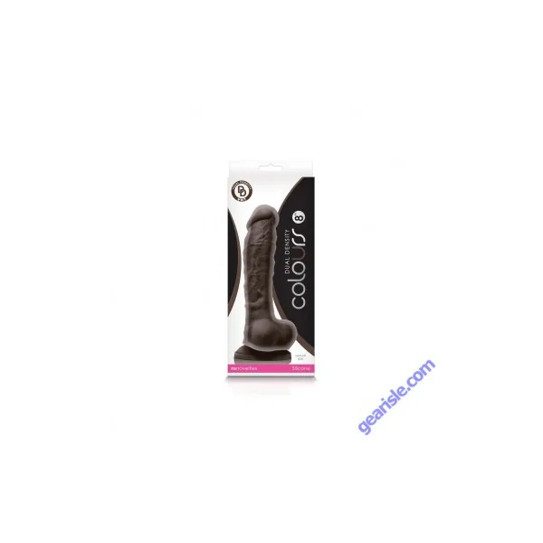 Colours Dual Density 8" Dildo Dark Brown