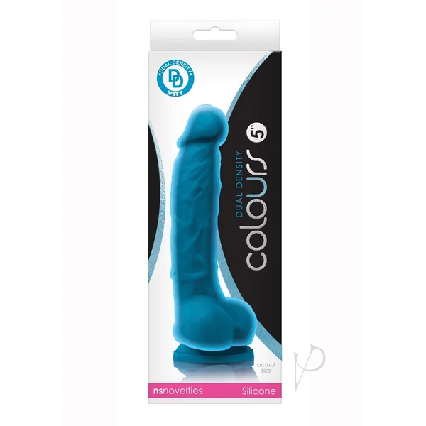 Colours Dual Density Silicone Dildo 5in - Blue