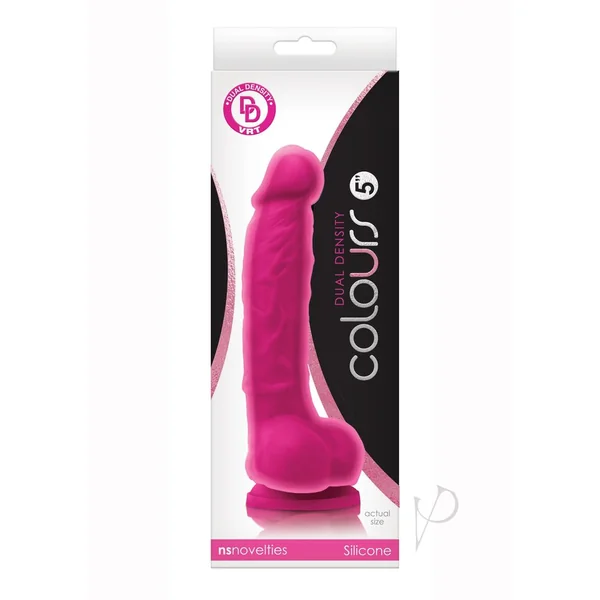 Colours Dual Density Silicone Dildo 5in - Pink