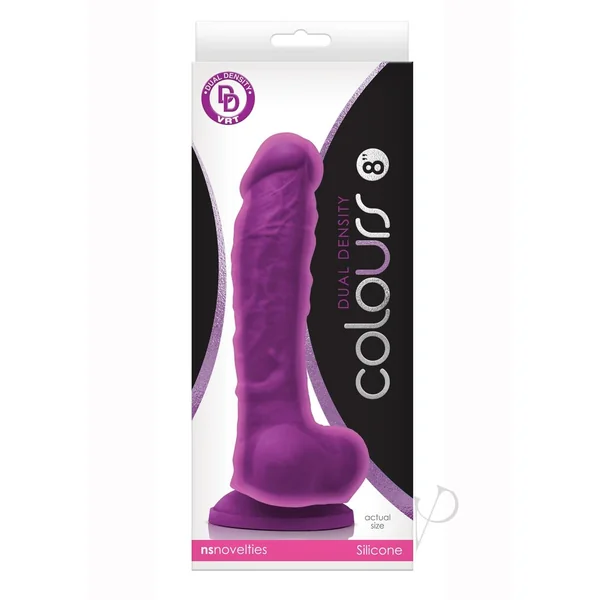 Colours Dual Density Silicone Dildo 8in - Purple