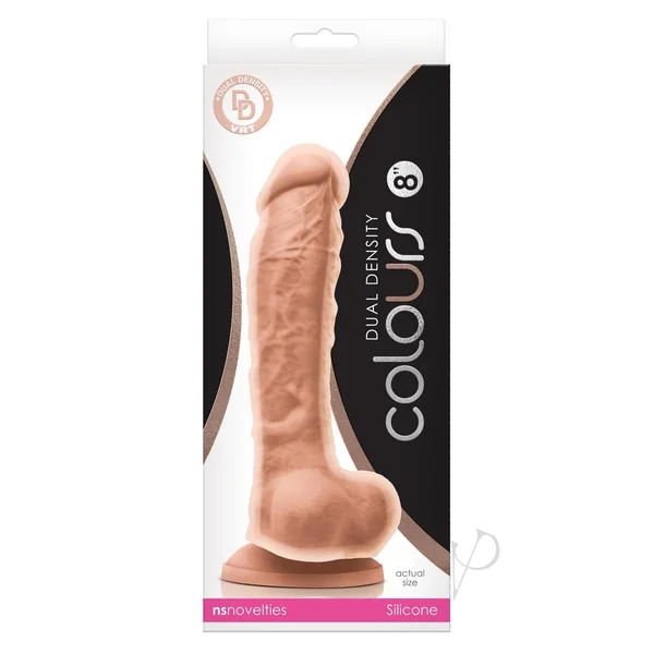 Colours Dual Density Silicone Dildo 8in - Vanilla