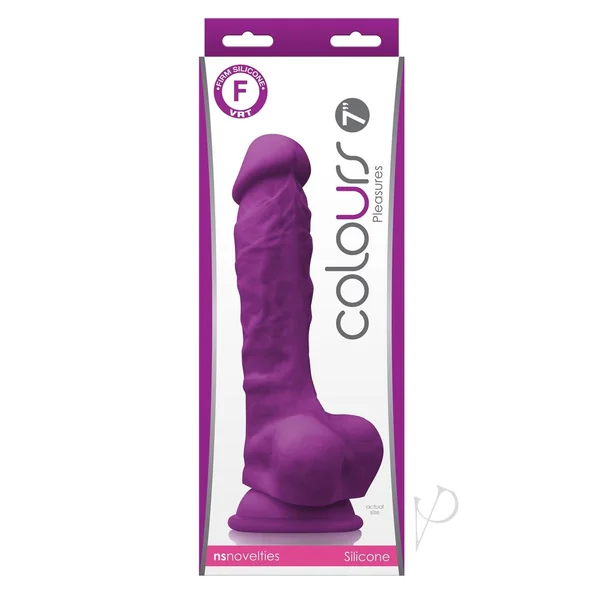 Colours Pleasure Silicone Dildo 7in - Purple