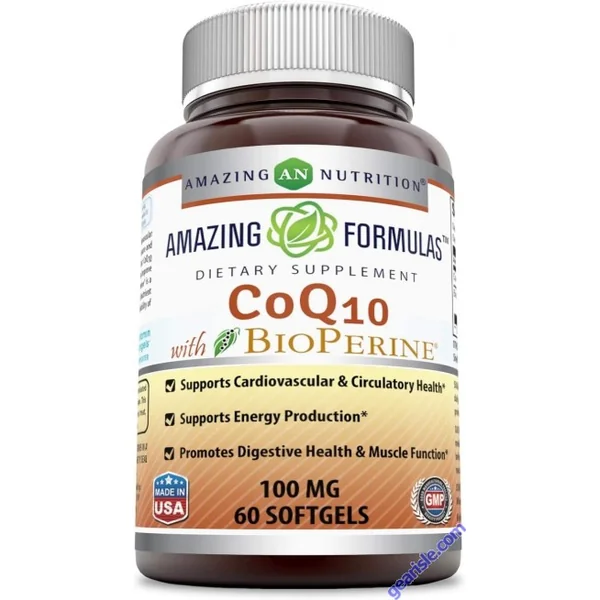 CoQ10 Bioperine 100mg 60 Softgels Gluten Free Amazing Formulas