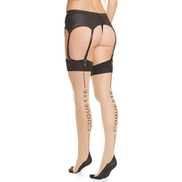 Coquette - 1908X - Coquette Stockings - Black/Nude - OSXL