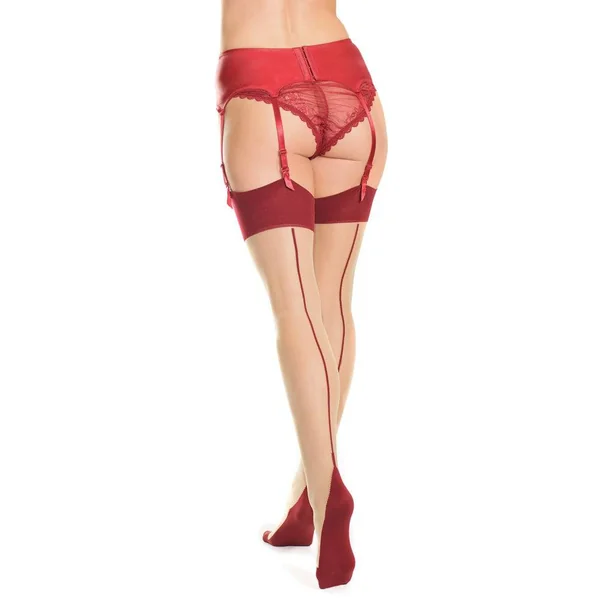 Coquette - 1909X - Garter Stockings - Merlot/Nude - OSXL