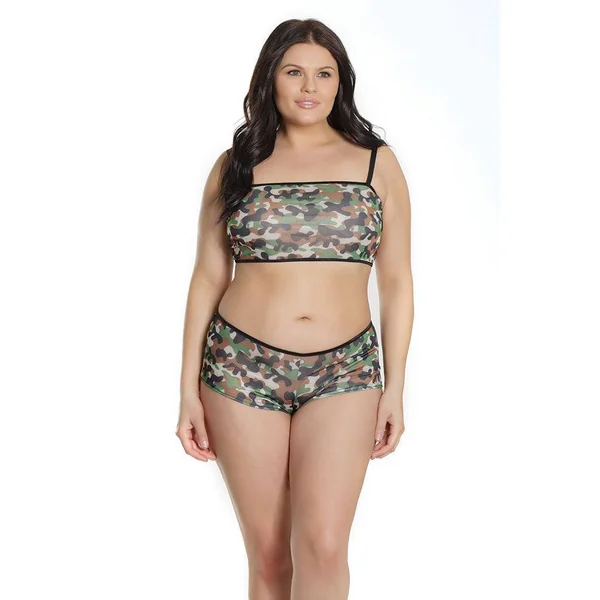 Coquette - 2569X - Bralette & Booty Short Set - Camo - OSXL