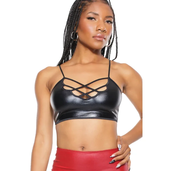 Coquette - 7236 - Wetlook Bralette - Black - OS