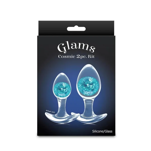 Cosmic Glams Silicone Anal Plug Kit (2pc Set) - Blue