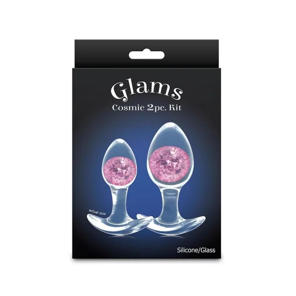 Cosmic Glams Silicone Anal Plug Kit (2pc Set) - Pink