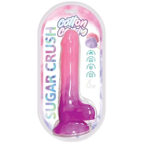 Cotton Candy Sugar Crush Silicone Dildo 6in – Pink/Purple